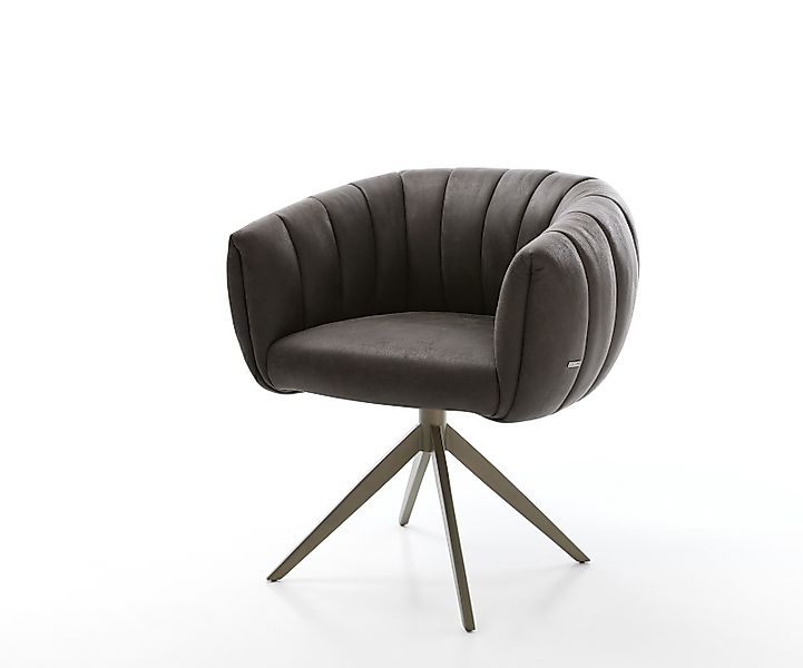 Drehstuhl Jada-Flex Mikrofaser Anthrazit Vintage Kreuzgestell breit Effektf günstig online kaufen