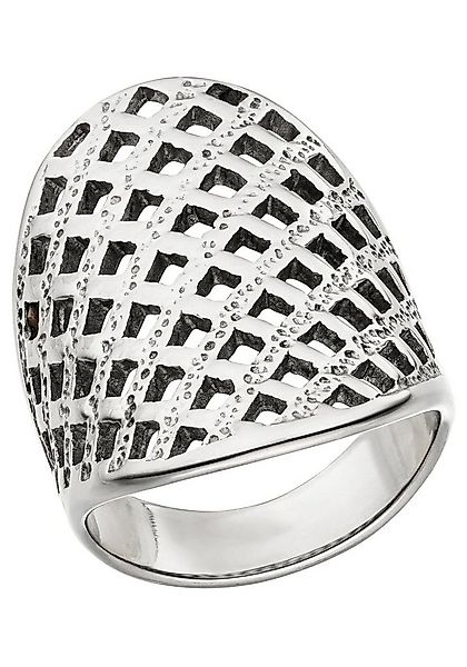 JOBO Fingerring breit, Edelstahl mit Gitter-Struktur günstig online kaufen