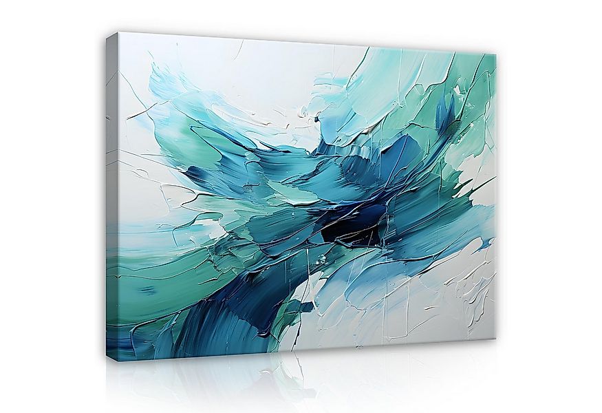 Wallarena Leinwandbild Abstrakt Blau Grau Wand Deko XXL Wandbilder Bilder M günstig online kaufen