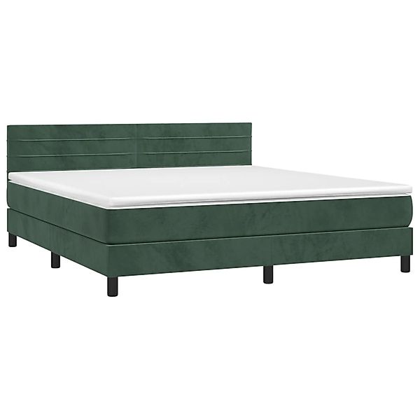 vidaXL Boxspringbett mit Matratze & LED Dunkelgrün 180x200 cm Samt 3134480 günstig online kaufen