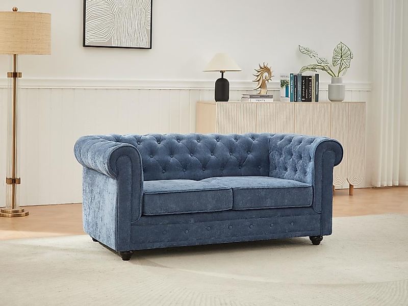 2-Sitzer-Sofa - Stoff - Blau - CHESTERFIELD günstig online kaufen