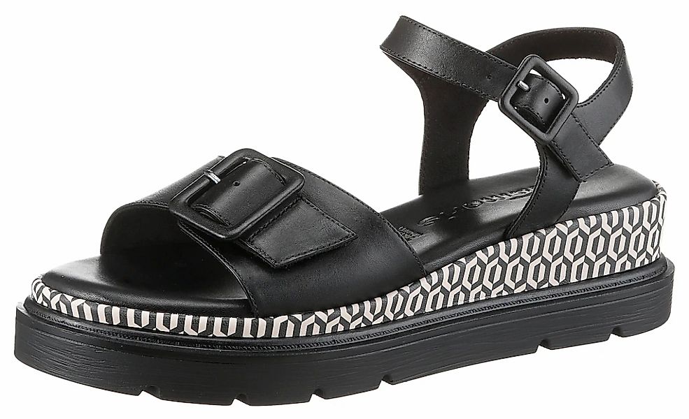 Tamaris Keilsandalette, Riemchensandale, Sommerschuh mit Muster am Plateau günstig online kaufen