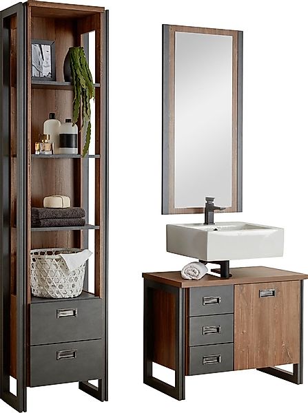 Home affaire Badmöbel-Set »Detroit, Bad im Industrialdesign, 3-teiliges Bad günstig online kaufen