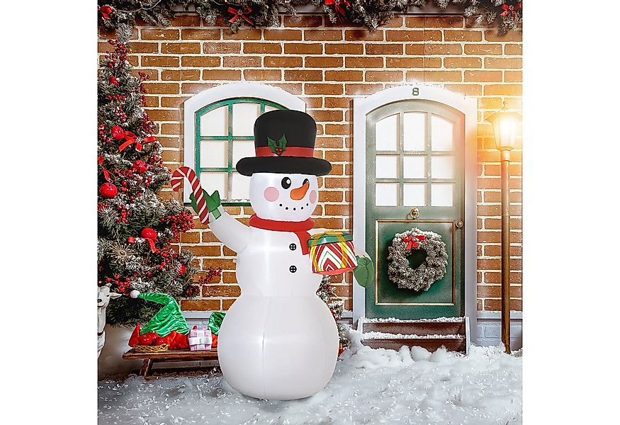 Outsunny Weihnachtsfigur 1,8 m Schneemann mit LED-Beleuchtung (Selbstaufbla günstig online kaufen