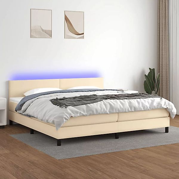 Vidaxl Boxspringbett Mit Matratze & Led Creme 200x200 Cm Stoff günstig online kaufen