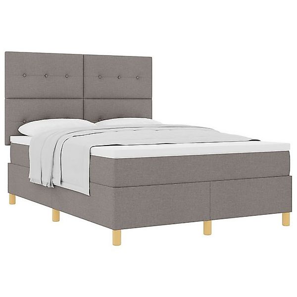 vidaXL Bett Boxspringbett mit Matratze Taupe 140x190 cm Stoff (1-tlg) günstig online kaufen