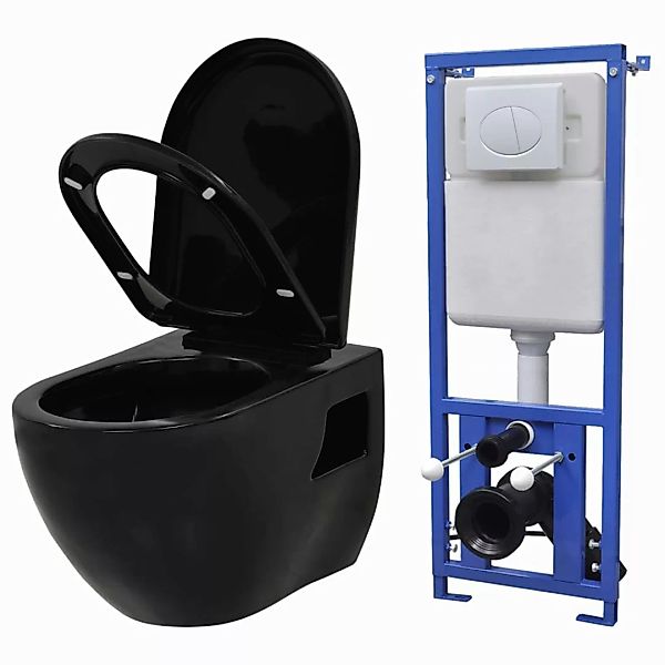 vidaXL Tiefspül-WC Hänge-Toilette mit Einbau-Spülkasten Keramik günstig online kaufen