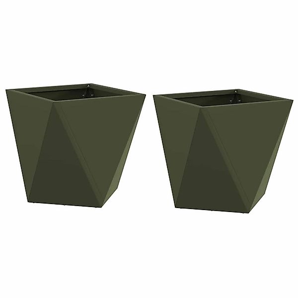 vidaXL Pflanzkübel 2 Stk Olive Grün 30 x 30 x 30 cm Stahl 883815 günstig online kaufen