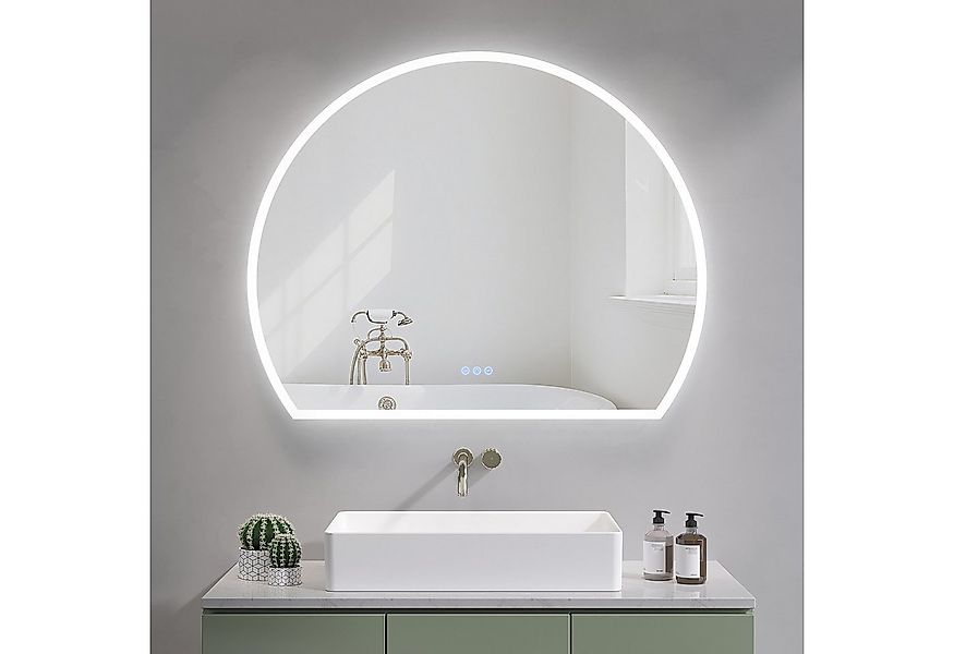 AQUALAVOS Badspiegel LED Badspiegel Halbrund Spiegel Touch/Wandschalter Wan günstig online kaufen