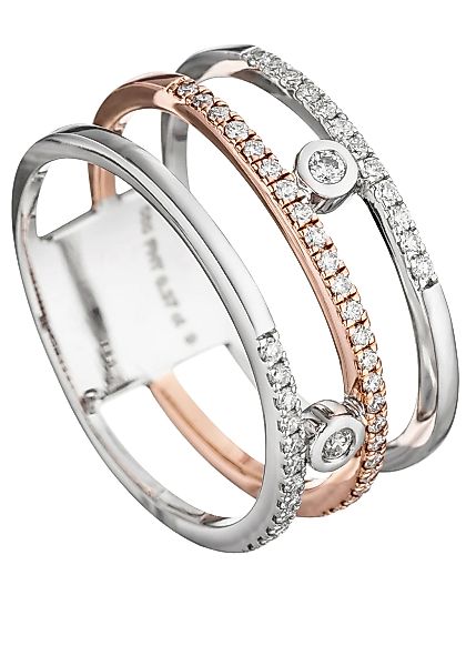 JOBO Fingerring "Breiter Ring mit 49 Diamanten", 585 Gold bicolor günstig online kaufen
