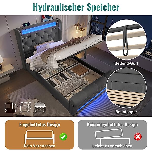 i@home Polsterbett Polsterbett mit LED & günstig online kaufen