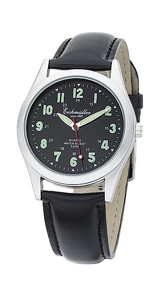 Eichmüller Quarzuhr Armbanduhr 37 mm Herrenuhr mit schwarzem Lederband, 702 günstig online kaufen