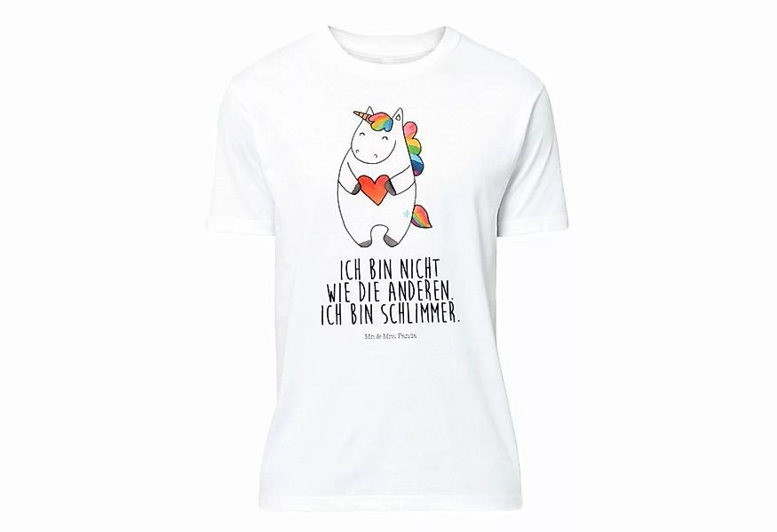 Mr. & Mrs. Panda T-Shirt Einhorn Herz - Weiß - Geschenk, böse, Einhörner, U günstig online kaufen