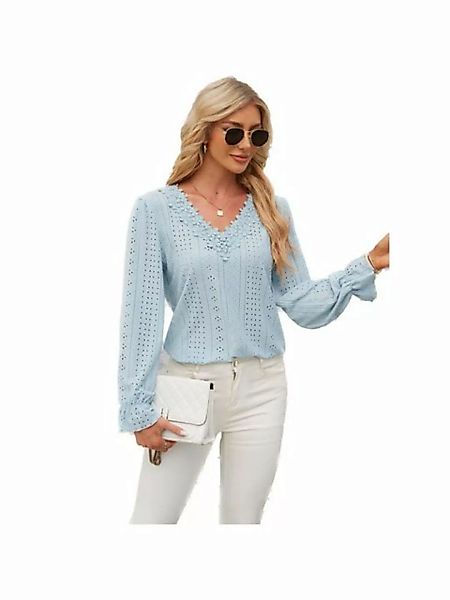 KIKI Langarmshirt Damen Blusen mit V Ausschnitt, schickes, Elegantes Hemd günstig online kaufen