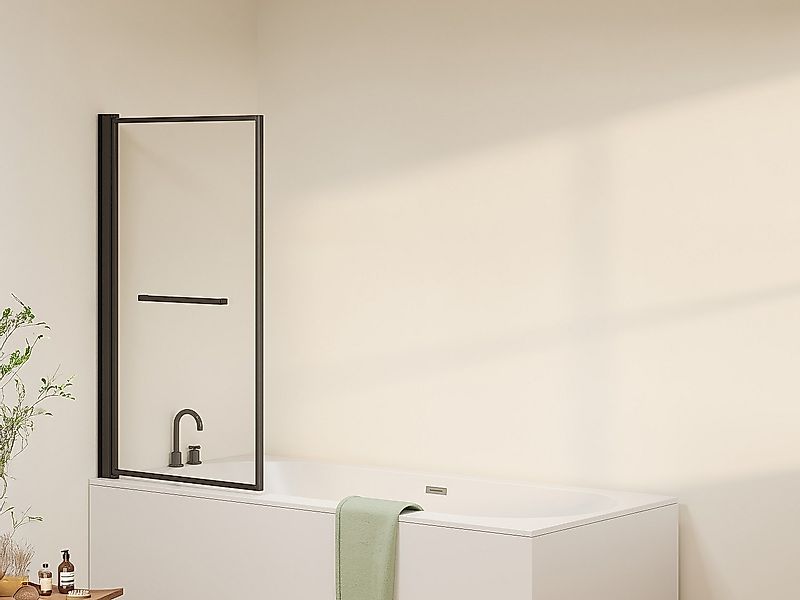 Schwenkbare und hochklappbare Badewannenabtrennung mit Handtuchhalter – Mat günstig online kaufen