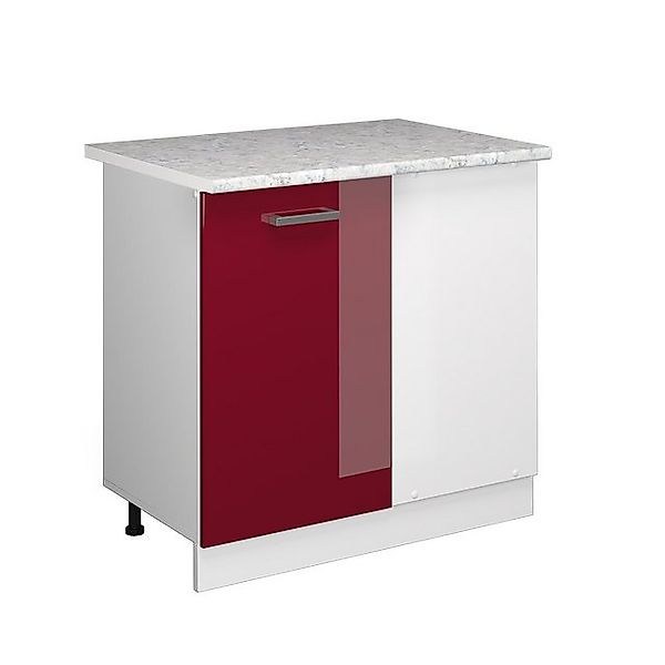 Vicco Eckunterschrank R-Line, Bordeaux Hochglanz/Weiß, 86 cm, AP Marmor günstig online kaufen