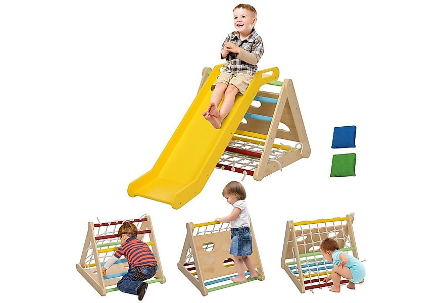 AIYAPLAY Klettergerüst 4 in 1 Set mit Rutsche, aus Holz, (Kletterspielzeug, günstig online kaufen