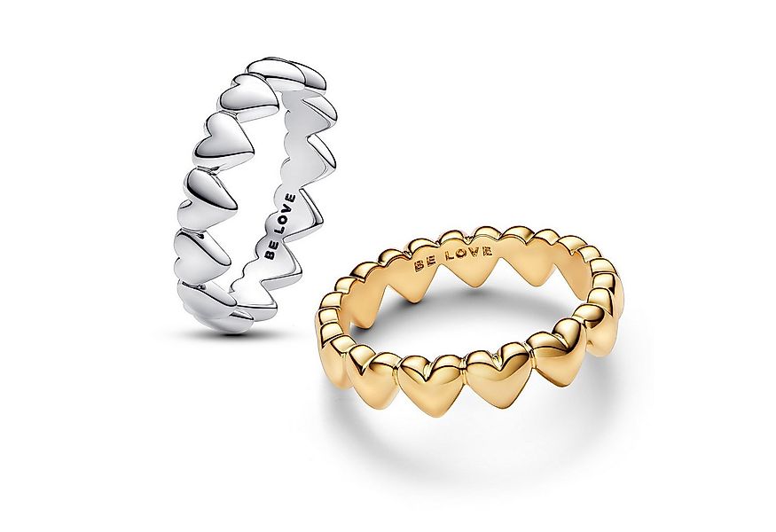 Pandora Fingerring Damen Ring-Set Herzensreihe Zweifarbig günstig online kaufen