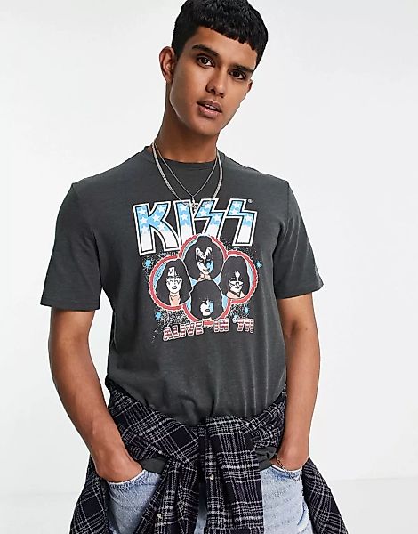 Only & Sons – Locker geschnittenes Band-T-Shirt mit „KISS“-Print auf der Br günstig online kaufen