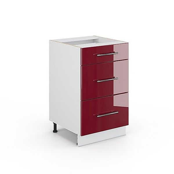 Vicco Küchenunterschrank Fame-Line Bordeaux Hochglanz/Weiß 50 cm ohne Arbei günstig online kaufen