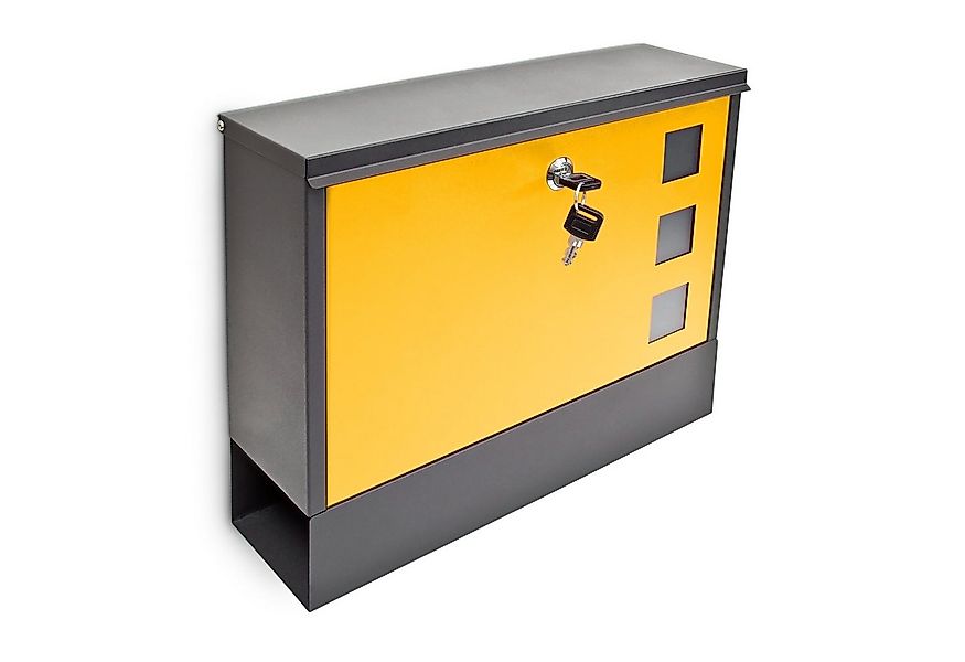 relaxdays Aufbewahrungsbox Briefkasten zweifarbig Farbauswahl, Schwarz-Gelb günstig online kaufen