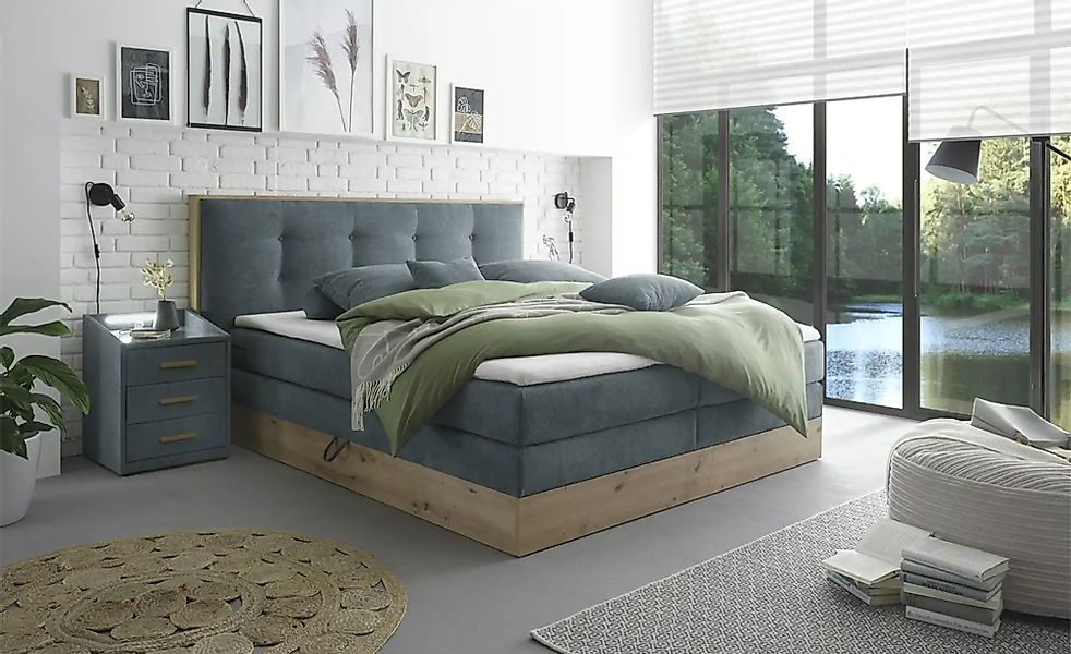 uno Boxspringbett mit Bettkasten Nox ¦ grau ¦ Maße (cm): B: 205 H: 114 Bett günstig online kaufen