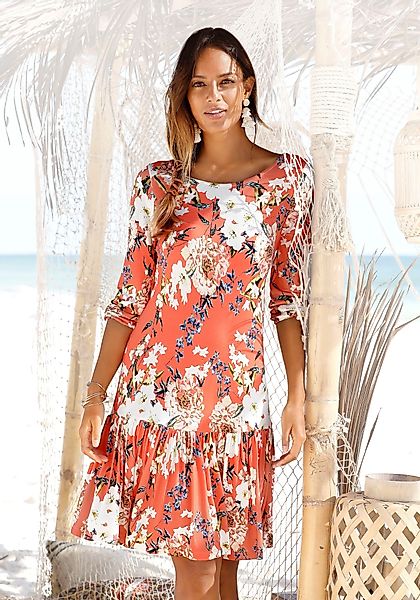 s.Oliver Jerseykleid mit Blumenprint und Volantrock, günstig online kaufen