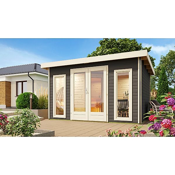 Saunahaus Magnus 2-Set B Terragrau inkl. Ofen 9 kW ext. Strg. günstig online kaufen