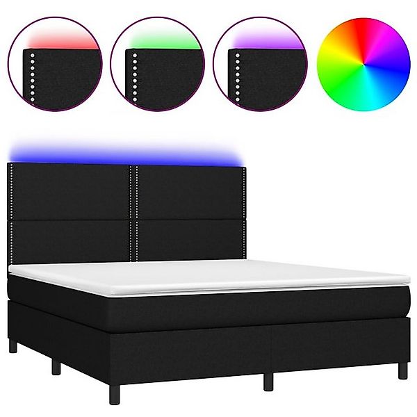 vidaXL Bettgestell Boxspringbett mit Matratze LED Schwarz 180x200 cm Stoff günstig online kaufen