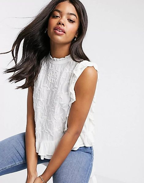 Brave Soul – Alexis – Weiße Bluse mit geknöpfter Front günstig online kaufen