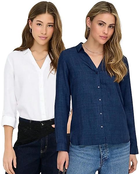 ONLY Langarmhemd (2er-Pack) Longsleeve Bluse mit trendigen Umschlagärmeln günstig online kaufen
