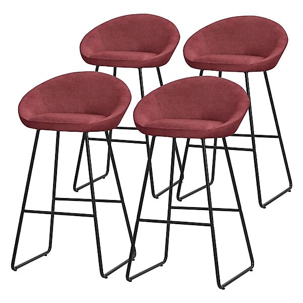 ML-Design Barhocker 4Er Set Rot mit Stoffbezug 75 cm Hoch günstig online kaufen