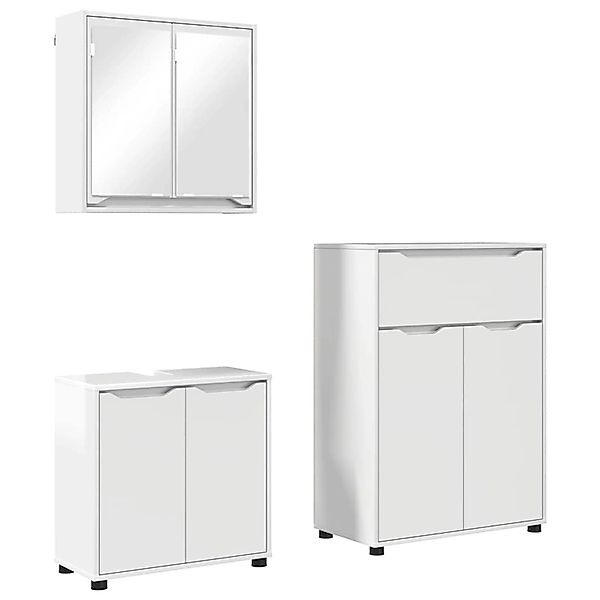 vidaXL Badezimmermöbel-Set 3-Tlg Hochglanz-Weiß Holzwerkstoff 3403854 günstig online kaufen