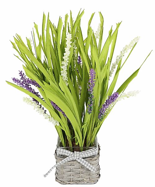 I.GE.A. Kunstpflanze "Grasbusch mit Lavendel im Topf", Künstlicher Grasbund günstig online kaufen