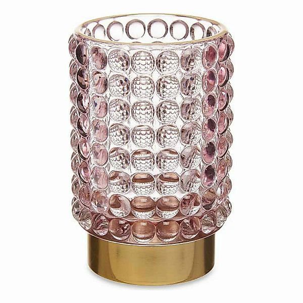 Kerzenschale Punkte Rosa Golden Glas (8,5 X 12,5 X 8,5 Cm) günstig online kaufen