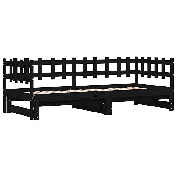 vidaXL Bett Tagesbett Ausziehbar Schwarz 2x(80x200) günstig online kaufen