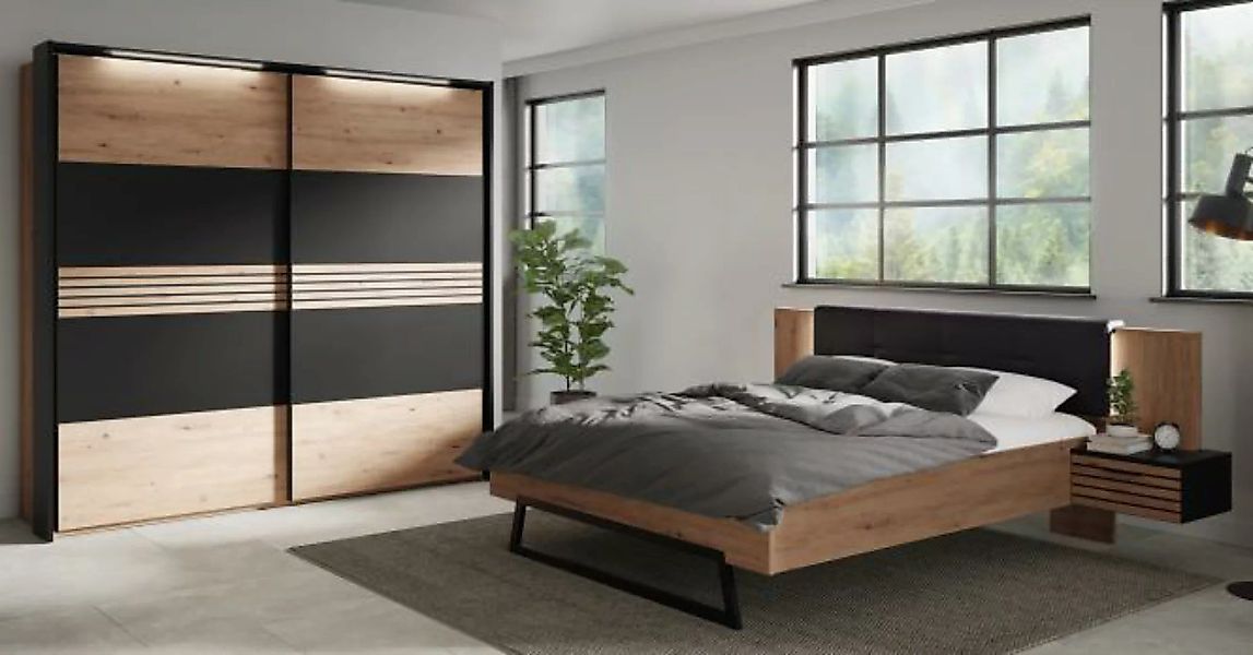 MELIKA VA16X Schlafzimmer-Set 4 teilig ink. LED Braun/Schwarz günstig online kaufen
