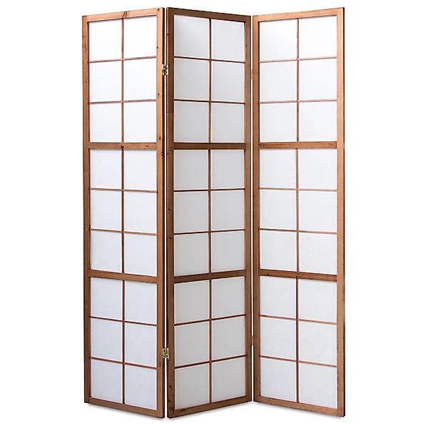Homestyle4u 3-tlg. Paravent Shoji in Braun 132x175 cm 273 günstig online kaufen
