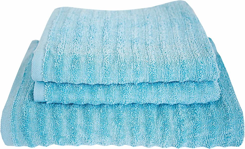 Dyckhoff Handtuch Set "Wellenstreifen" 3 Stk. Frottier 2 Handtücher (50x100 günstig online kaufen