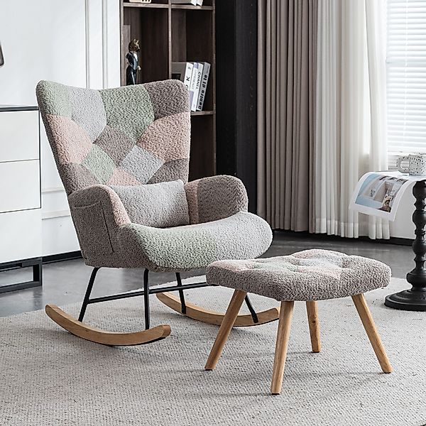 OKWISH Schaukelstuhl mit Holzsockel (Loungesessel, 2 günstig online kaufen