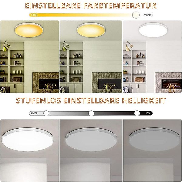 LMaxhome LED Deckenleuchte Dimmbar Deckenlampe RGB günstig online kaufen