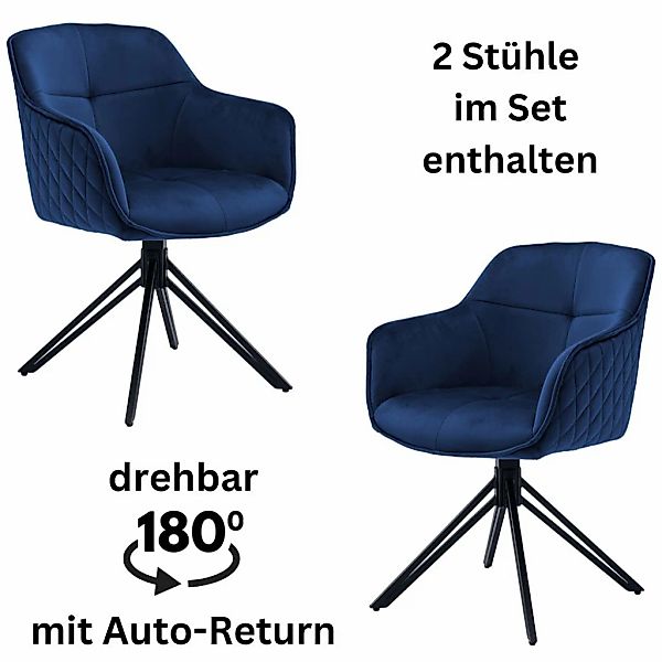 Stolkom Armlehnstuhl "Emma" (Set) 2 Stk. Samt 180 grad drehbar mit Auto-Ret günstig online kaufen