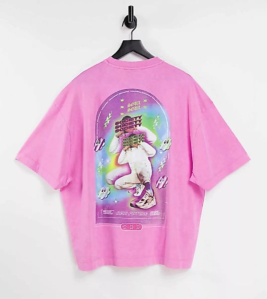 COLLUSION – Oversize-T-Shirt in Rosa mit Print günstig online kaufen