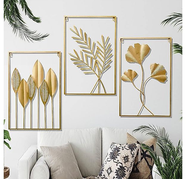 NUODWELL Wanddekoobjekt 3 Stück Wanddekorationen aus Metall, 60 x 40 cm, Bl günstig online kaufen