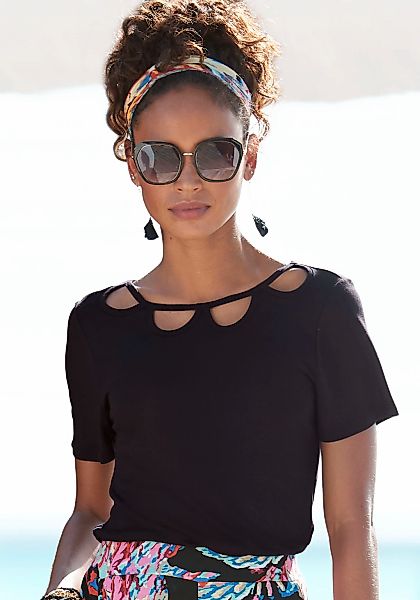 Buffalo Kurzarmshirt, mit Cut-outs vorne, T-Shirt, lockere Passform günstig online kaufen