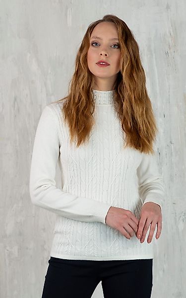 Passioni Strickpullover mit Zopfmuster und Perlendetail günstig online kaufen