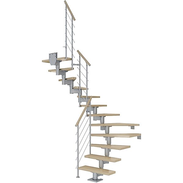 Dolle Mittelholmtreppe Cork Ahorn Perlgrau GH b. 270 cm 1/2 Gewendelt 75 cm günstig online kaufen