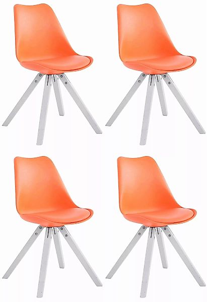 4er Set Stühle Toulouse Kunstleder Weiß (eiche) Square Orange günstig online kaufen