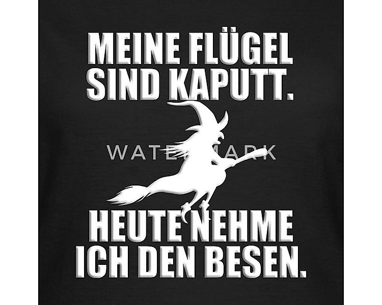 Spreadshirt T-Shirt Hexe Mit Besen Lustiger Spruch Halloween Frauen T-Shirt günstig online kaufen
