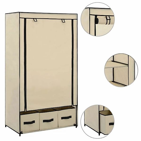 Kleiderschrank Creme 87 X 49 X 159 Cm Stoff günstig online kaufen